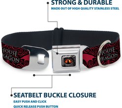 Buckle-Down House of the Dragon with Dragon Icon Metal Seatbelt Buckle Polyester Dog Collar, Black/Red/White, Wide Small: 13 to 17-in neck, 1.5-in wide slide 2 of 9