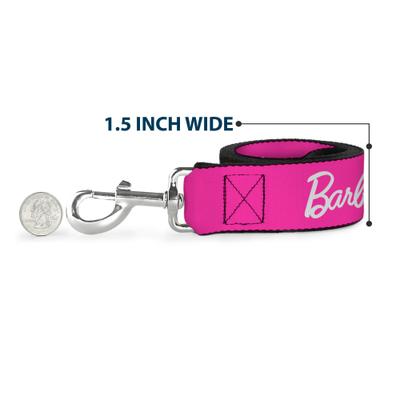 Show full view: Buckle-Down Mattel Barbie Script Signature Logo & Silhouette Polyester Dog Leash, Hot Pink/White, 6-ft long, 1/2-in wide slide 6 of 6