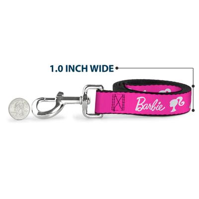 Show full view: Buckle-Down Mattel Barbie Script Signature Logo & Silhouette Polyester Dog Leash, Hot Pink/White, 6-ft long, 1/2-in wide slide 5 of 6
