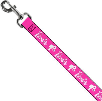 Show full view: Buckle-Down Mattel Barbie Script Signature Logo & Silhouette Polyester Dog Leash, Hot Pink/White, 6-ft long, 1/2-in wide slide 2 of 6
