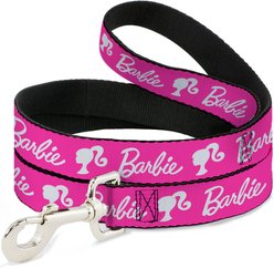 Buckle-Down Mattel Barbie Script Signature Logo & Silhouette Polyester Dog Leash, Hot Pink/White, 6-ft long, 1/2-in wide
