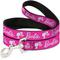 Show in main carousel: Buckle-Down Mattel Barbie Script Signature Logo & Silhouette Polyester Dog Leash, Hot Pink/White, 6-ft long, 1/2-in wide slide 1 of 6