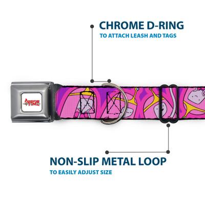 Show full view: Buckle-Down Cartoon Network Adventure Time Princess Bubblegum Poses Collage Metal Seatbelt Buckle Polyester Dog Collar, Lavender, Wide Large: 20 to 31-in neck, 1.5-in wide slide 6 of 10