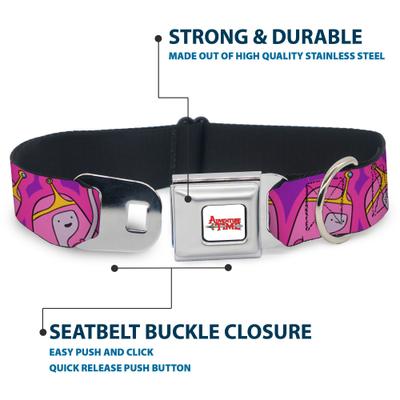 Show full view: Buckle-Down Cartoon Network Adventure Time Princess Bubblegum Poses Collage Metal Seatbelt Buckle Polyester Dog Collar, Lavender, Wide Large: 20 to 31-in neck, 1.5-in wide slide 5 of 10