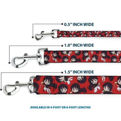 Show full view: Buckle-Down Crunchyroll Hells Paradise Chibi Aza Toma Sword Poses Polyester Dog Leash, Scattered Red, 6-ft long, 1.5-in wide slide 4 of 7