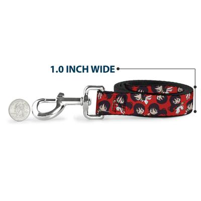 Show full view: Buckle-Down Crunchyroll Hells Paradise Chibi Aza Toma Sword Poses Polyester Dog Leash, Scattered Red, 6-ft long, 1.5-in wide slide 6 of 7