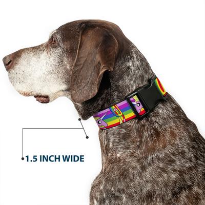 Show full view: Buckle-Down Cartoon Network Adventure Time Lady Raincorn Poses Stripe Rainbow Plastic Buckle Polyester Dog Collar, Medium: 11 to 16.5-in neck, 1-in wide slide 7 of 9