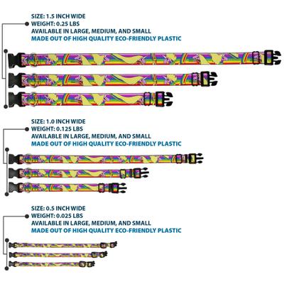 Show full view: Buckle-Down Cartoon Network Adventure Time Lady Raincorn Poses Stripe Rainbow Plastic Buckle Polyester Dog Collar, Medium: 11 to 16.5-in neck, 1-in wide slide 3 of 9