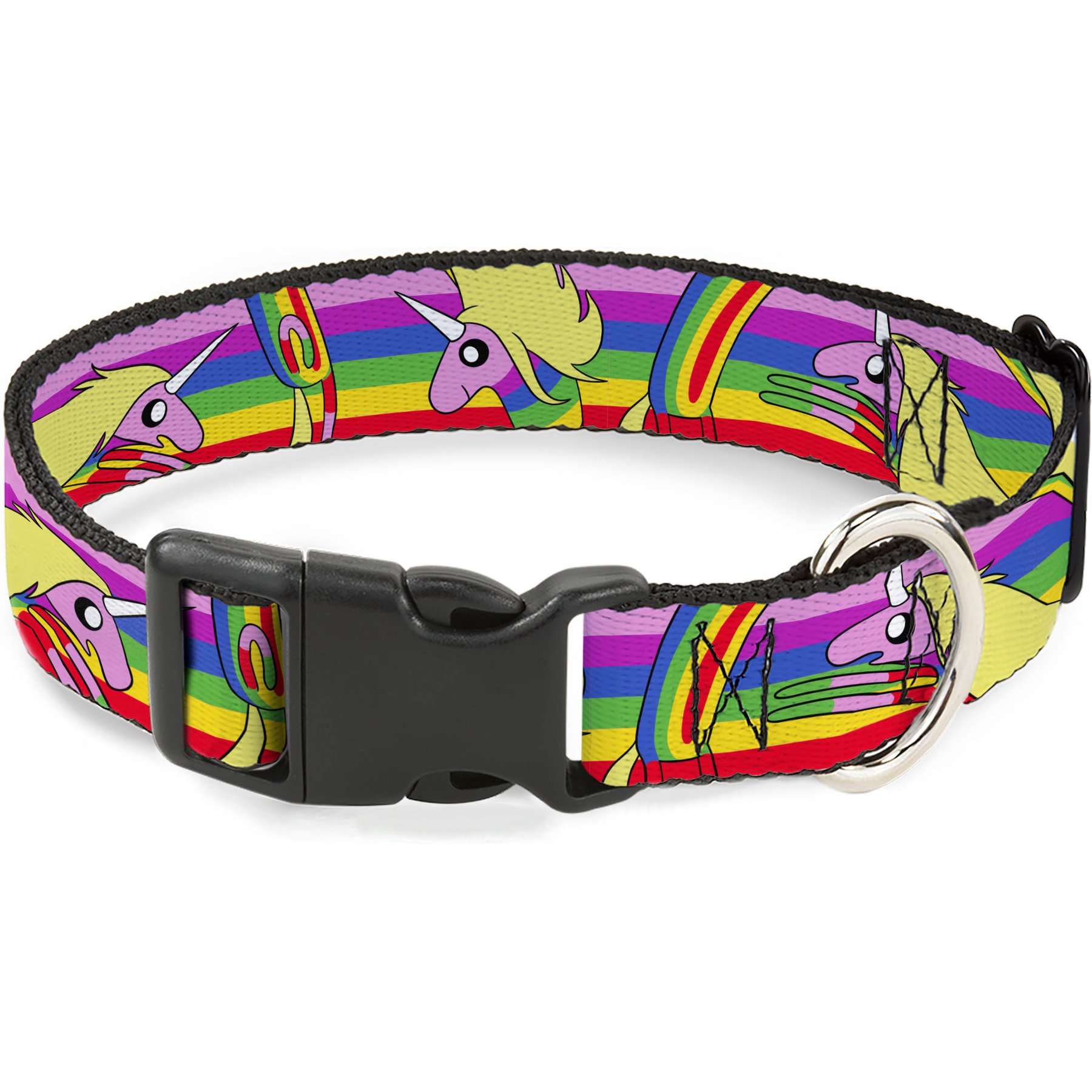 Buckle-Down Cartoon Network Adventure Time Lady Raincorn Poses Stripe Rainbow Plastic Buckle Polyester Dog Collar, Wide Medium: 16 to 23-in neck, 1.5-in wide