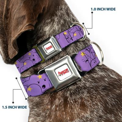 Show full view: Buckle-Down Cartoon Network Adventure Time Lumpy Space Princess Expressions Metal Seatbelt Buckle Polyester Dog Collar, Lavender, Medium: 11 to 16.5-in neck, 1-in wide slide 2 of 10