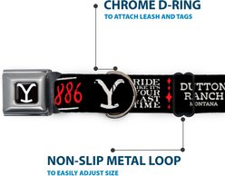 Buckle-Down Paramount Network Yellowstone Dutton Ranch 1886 Icons Metal Seatbelt Buckle Polyester Dog Collar, Wide Large: 20 to 31-in neck, 1.5-in wide slide 2 of 9