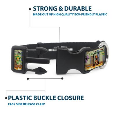 Show full view: Buckle-Down Nickelodeon Ninja Turtles Battle Foot Soldiers Video Game Scene Plastic Buckle Polyester Dog Collar, Large: 15 to 24-in neck, 1-in wide slide 4 of 9