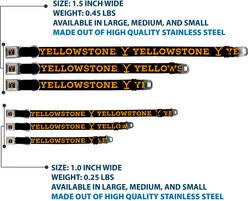Buckle-Down Paramount Network Yellowstone Text & Y Logo Metal Seatbelt Buckle Polyester Dog Collar, Weathered Black/Orange, Medium: 11 to 16.5-in neck, 1-in wide slide 2 of 9