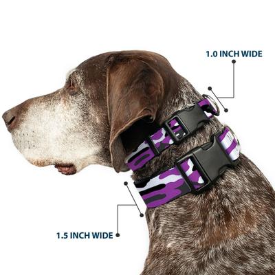 Show full view: Buckle-Down Plastic Buckle Polyester Dog Collar, Camo Purple/Black/White, Wide Small: 13 to 17-in neck, 1.5-in wide slide 2 of 10