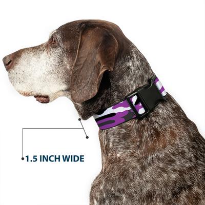 Show full view: Buckle-Down Plastic Buckle Polyester Dog Collar, Camo Purple/Black/White, Wide Small: 13 to 17-in neck, 1.5-in wide slide 7 of 10