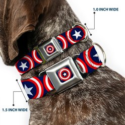 Buckle-Down Captain America Shield Seatbelt Buckle Dog Collar, Medium slide 2 of 9