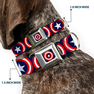 Show full view: Buckle-Down Captain America Shield Seatbelt Buckle Dog Collar, Medium slide 3 of 12