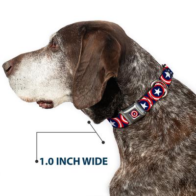 Show full view: Buckle-Down Captain America Shield Seatbelt Buckle Dog Collar, Medium slide 7 of 12