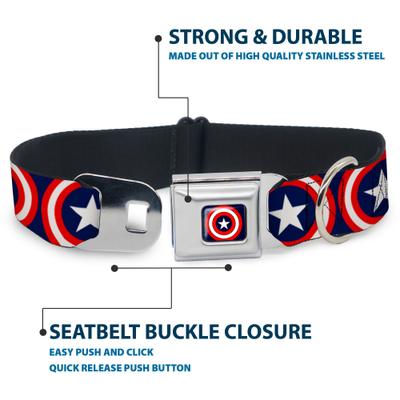 Show full view: Buckle-Down Captain America Shield Seatbelt Buckle Dog Collar, Medium slide 5 of 12
