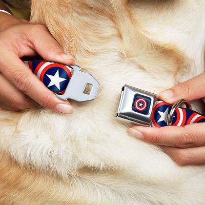 Show full view: Buckle-Down Captain America Shield Seatbelt Buckle Dog Collar, Medium slide 9 of 12
