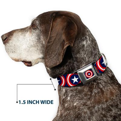 Show full view: Buckle-Down Captain America Shield Seatbelt Buckle Dog Collar, Medium slide 8 of 12