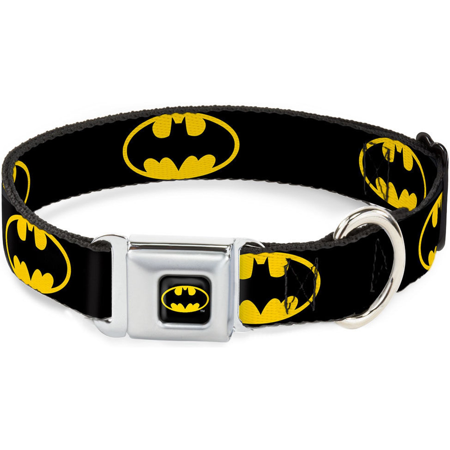 Buckle-Down Batman Shield Seatbelt Buckle Dog Collar, Wide Medium
