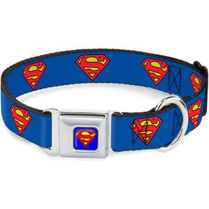 Buckle-Down Superman Shield Seatbelt Buckle Dog Collar, Large