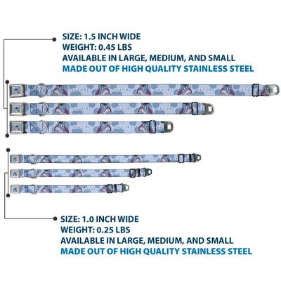 Show full view: Buckle-Down Disney Winnie the Pooh Eeyore Text & Expression Close Up Dot Metal Seatbelt Buckle Polyster Dog Collar, Blue, Small: 9.5 to 13-in neck, 1-in wide slide 3 of 9