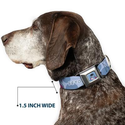 Show full view: Buckle-Down Disney Winnie the Pooh Eeyore Text & Expression Close Up Dot Metal Seatbelt Buckle Polyster Dog Collar, Blue, Small: 9.5 to 13-in neck, 1-in wide slide 7 of 9