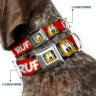Show full view: Buckle-Down Disney Pluto 2 Pose Its A Ruff Life Metal Seatbelt Buckle Polyster Dog Collar, Red, Medium: 11 to 16.5-in neck, 1-in wide slide 2 of 9