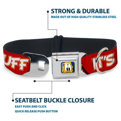 Show full view: Buckle-Down Disney Pluto 2 Pose Its A Ruff Life Metal Seatbelt Buckle Polyster Dog Collar, Red, Medium: 11 to 16.5-in neck, 1-in wide slide 4 of 9