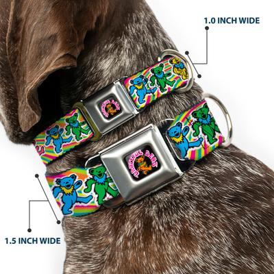 Show full view: Buckle-Down Grateful Dead Dancing Bears Swirl Metal Seatbelt Buckle Polyster Dog Collar, Multicolor, Medium: 11 to 16.5-in neck, 1-in wide slide 2 of 10