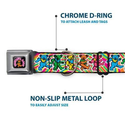 Show full view: Buckle-Down Grateful Dead Dancing Bears Swirl Metal Seatbelt Buckle Polyster Dog Collar, Multicolor, Medium: 11 to 16.5-in neck, 1-in wide slide 5 of 10