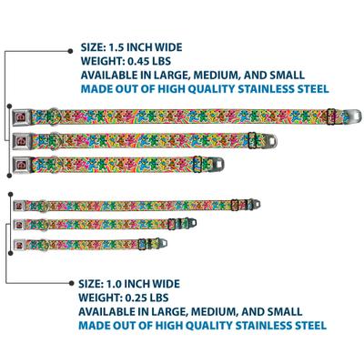 Show full view: Buckle-Down Grateful Dead Dancing Bears Swirl Metal Seatbelt Buckle Polyster Dog Collar, Multicolor, Medium: 11 to 16.5-in neck, 1-in wide slide 3 of 10