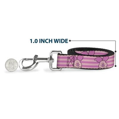 Show full view: Buckle-Down Disney Winnie The Pooh Piglet Expression Stripe Polyester Dog Leash, Pink, 4-ft long, 1-in wide slide 6 of 7