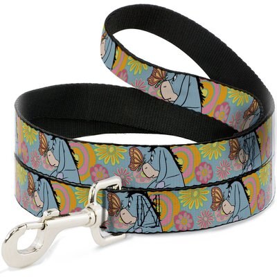 Buckle-Down Buckle-Down Disney Winnie The Pooh Eeyore Butterfly Pose Floral Collage Polyester Dog Leash, Blue, 4-ft long, 1-in wide
