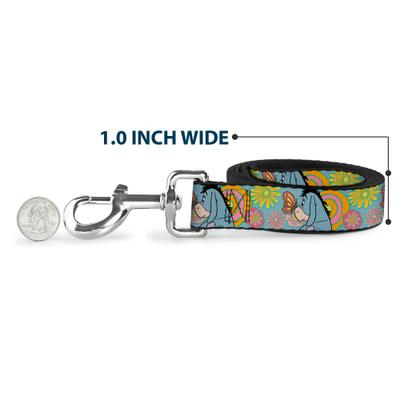 Show full view: Buckle-Down Disney Winnie The Pooh Eeyore Butterfly Pose Floral Collage Polyester Dog Leash, Blue, 4-ft long, 1-in wide slide 5 of 6