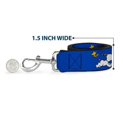 Show full view: Buckle-Down Peanuts Snoopy Running & Woodstock Pose Polyester Dog Leash, Blue, 4-ft long, 1-in wide slide 6 of 6