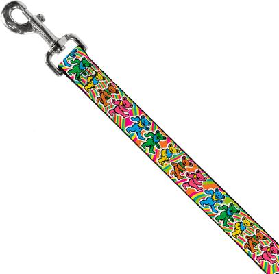 Show full view: Buckle-Down Grateful Dead Dancing Bears Swirl Polyester Dog Leash, 4-ft long, 1-in wide slide 2 of 7