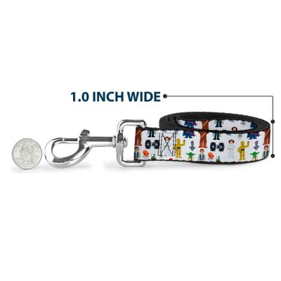 Show full view: Buckle-Down Star Wars Classic Characters & Icons Collage Polyester Dog Leash, White, 4-ft long, 1-in wide slide 6 of 7