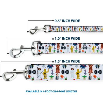 Show full view: Buckle-Down Star Wars Classic Characters & Icons Collage Polyester Dog Leash, White, 4-ft long, 1-in wide slide 4 of 7