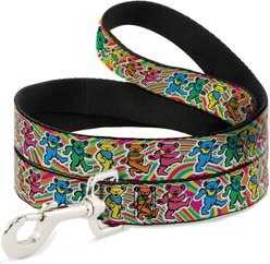 Buckle-Down Grateful Dead Dancing Bears Swirl Polyester Dog Leash, 4-ft long, 1-in wide
