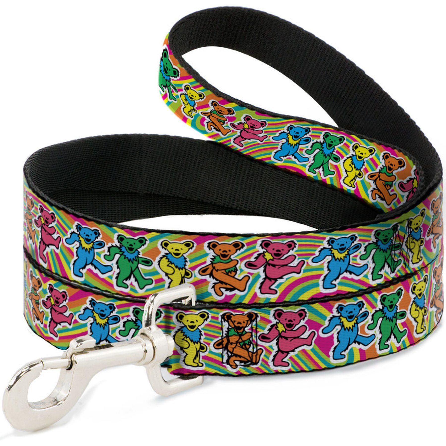 Buckle-Down Grateful Dead Dancing Bears Swirl Polyester Dog Leash, Multi Color, 6-ft long, 1-in wide