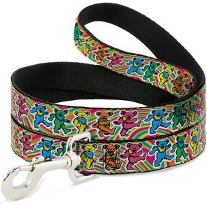 Buckle-Down Grateful Dead Dancing Bears Swirl Polyester Dog Leash, 4-ft long, 1-in wide