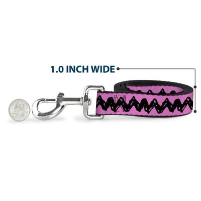 Show full view: Buckle-Down Peanuts Charlie Brown Zig Zag Stripe Polyester Dog Leash, Pink/Black, 4-ft long, 1-in wide slide 5 of 6