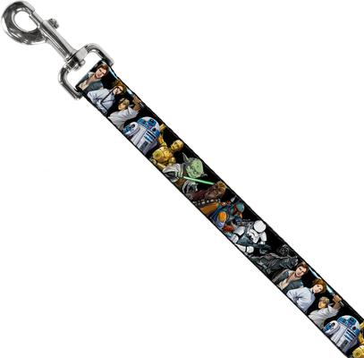 Show full view: Buckle-Down Star Wars Classic Character Poses Polyester Dog Leash, Black, 4-ft long, 1-in wide slide 2 of 6