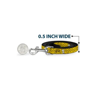 Show full view: Buckle-Down Peanuts Snoopy Smiling Pose Paw Print Polyester Dog Leash, Yellow/Black/White, 4-ft Long, 1-in wide slide 4 of 6