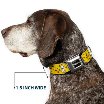 Show full view: Buckle-Down Peanuts Worldwide LLC Snoopy Smiling Metal Seatbelt Buckle Dog Collar, Yellow/Black/White, Small: 9.5 to 13-in neck, 1-in wide slide 7 of 7