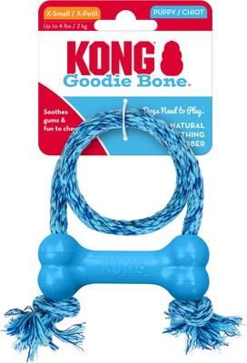 Show full view: KONG Puppy Goodie Bone with Rope Dog Toy, X-Small, Blue slide 5 of 10