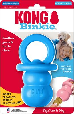 Show full view: KONG Puppy Binkie Chew Dog Toy, Blue, Medium slide 4 of 12